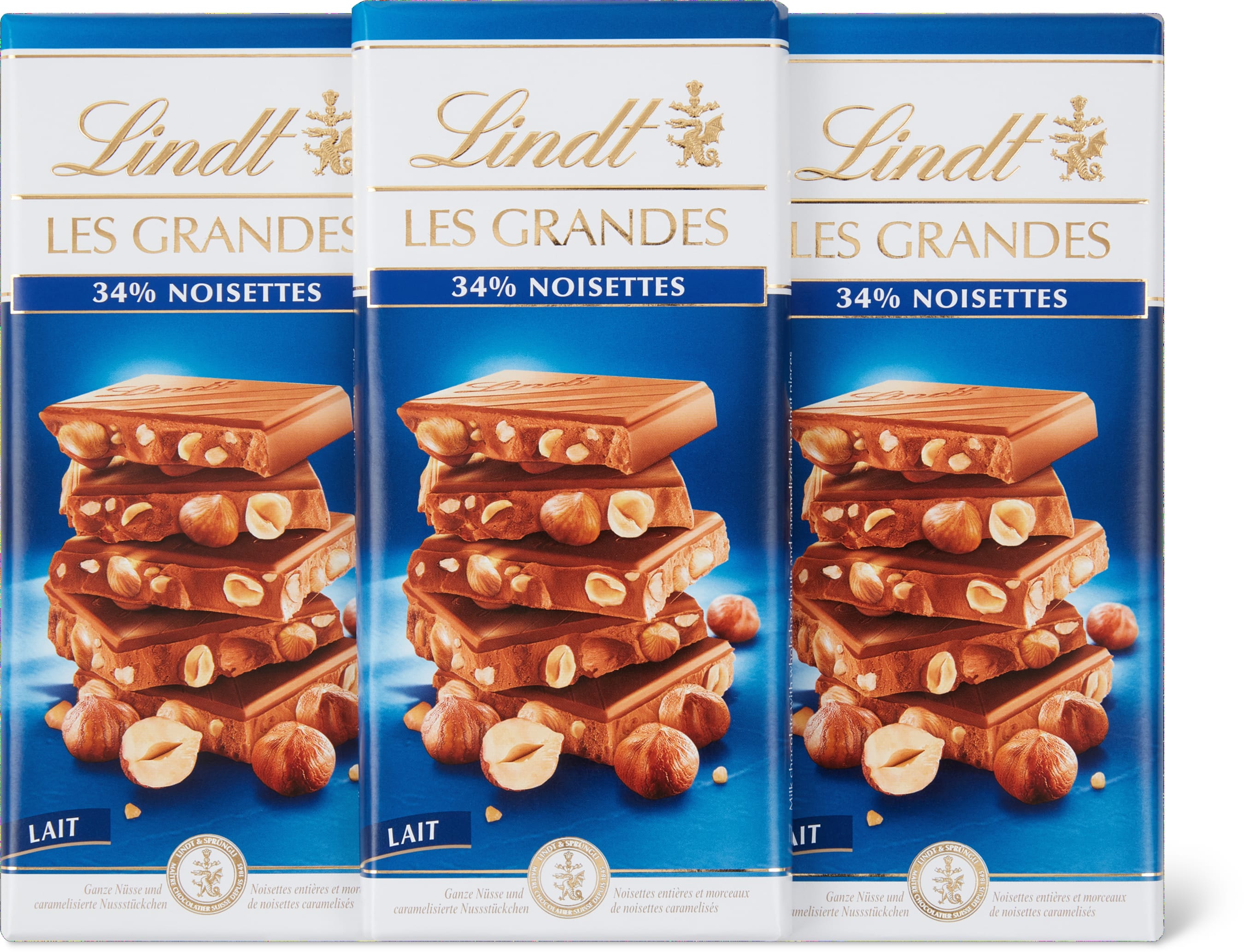 Lindt Cioccolato premium con ingredienti di alta qualità 3x150g